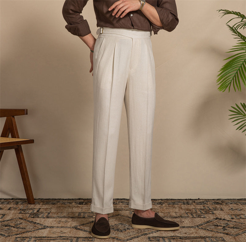Light Drape Breathable Silhouette Casual Western Pants High Waist