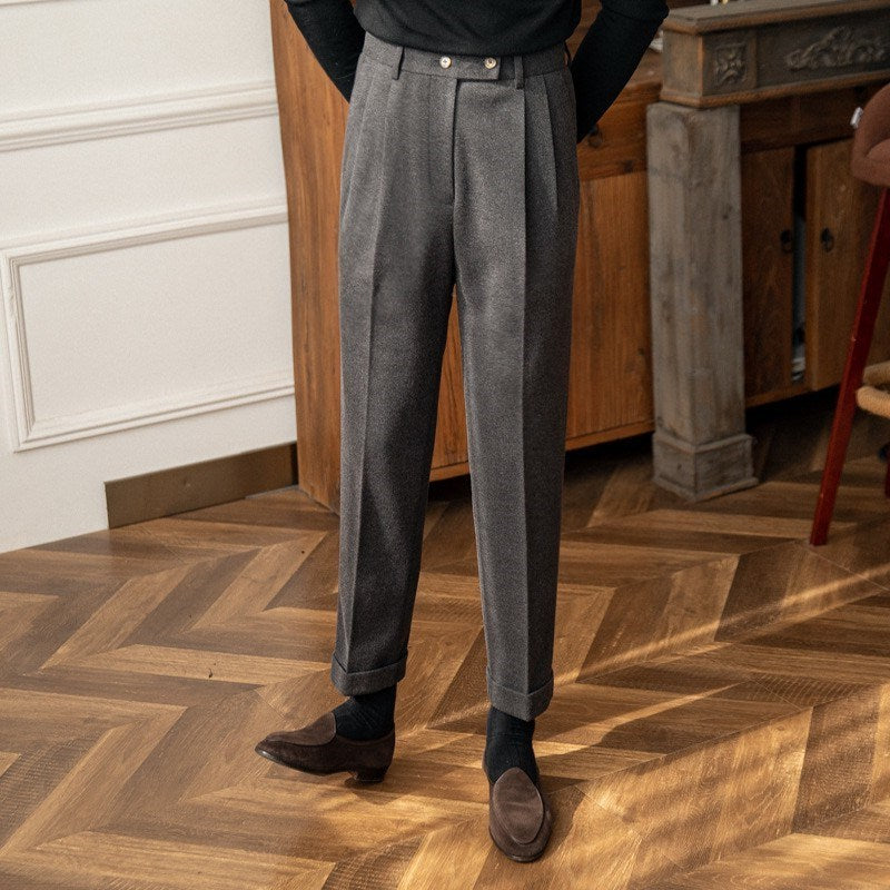 Autumn And Winter High Waist Woolen Casual Pants